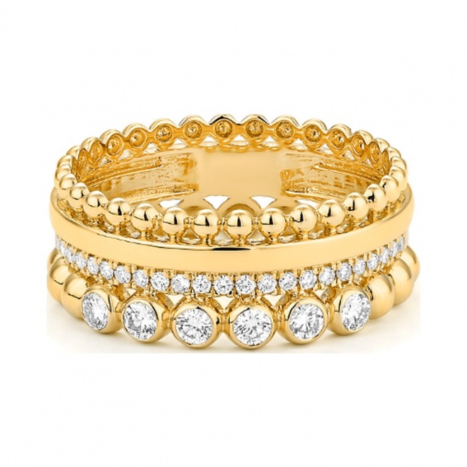 Anillo de oro amarillo de 18 Kt con diamantes de 0,34 ct