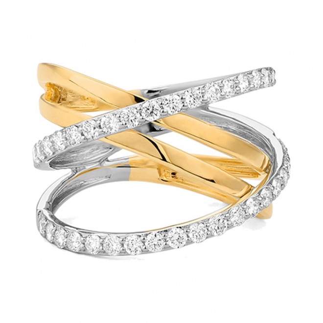 Anillo de oro de 18 Kt con diamantes de 0,75 ct