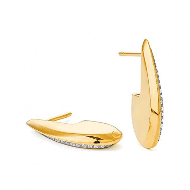 Pendientes de oro amarillo de 18 Kt con diamantes de 0,16 ct