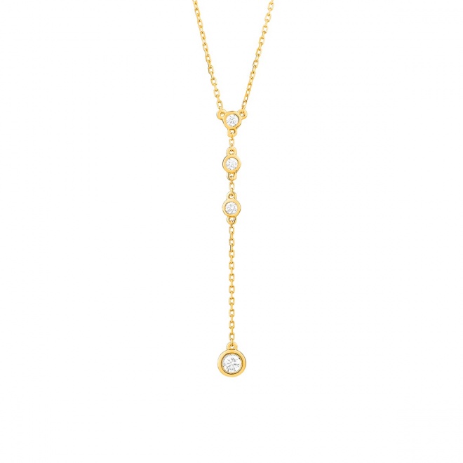 Collar Cadena con motivos de oro amarillo de 18 Kt con diamantes de 0,17 ct