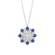 Colgante Rosetón de oro blanco de 18 Kt con zafiro azul de 0,90 ct y diamantes de 1,28 ct