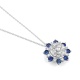 Colgante Rosetón de oro blanco de 18 Kt con zafiro azul de 0,90 ct y diamantes de 1,28 ct