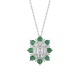 Colgante Rosetón de oro blanco de 18 Kt con esmeralda de 0,84 ct y diamantes de 0,85 ct