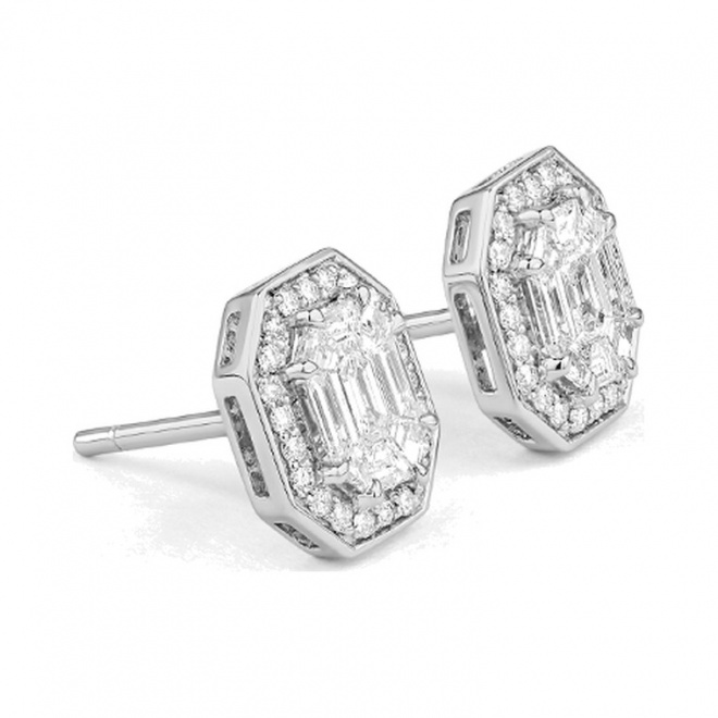 Pendientes de oro blanco de 18 Kt con diamantes de 1,02 ct