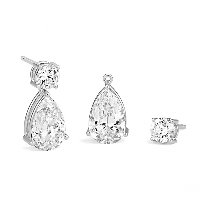 Pendientes Largos de oro blanco de 18 Kt con diamantes talla pera de 6,03 ct