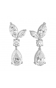 Pendientes Largos de oro blanco de 18 Kt con diamantes talla pera de 3,85 ct