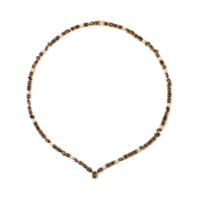 Collar de oro amarillo de 18 Kt con diamantes talla esmeralda de 29,50 ct