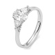 Anillo Tresillo de oro blanco de 18 Kt con diamantes talla oval de 1,09 ct