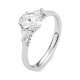 Anillo Tresillo de oro blanco de 18 Kt con diamantes talla oval de 1,30 ct