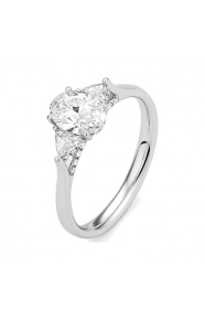 Anillo Tresillo de oro blanco de 18 Kt con diamantes talla oval de 1,30 ct