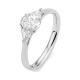 Anillo Tresillo de oro blanco de 18 Kt con diamantes talla oval de 0,82 ct