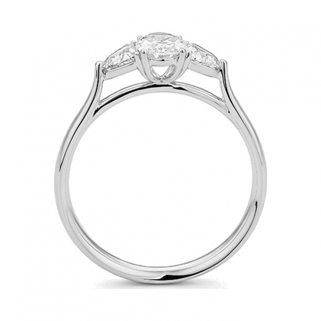 Anillo Tresillo de oro blanco de 18 Kt con diamantes talla oval de 0,80 ct