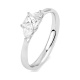 Anillo Tresillo de oro blanco de 18 Kt con diamantes talla princesa de 0,75 ct