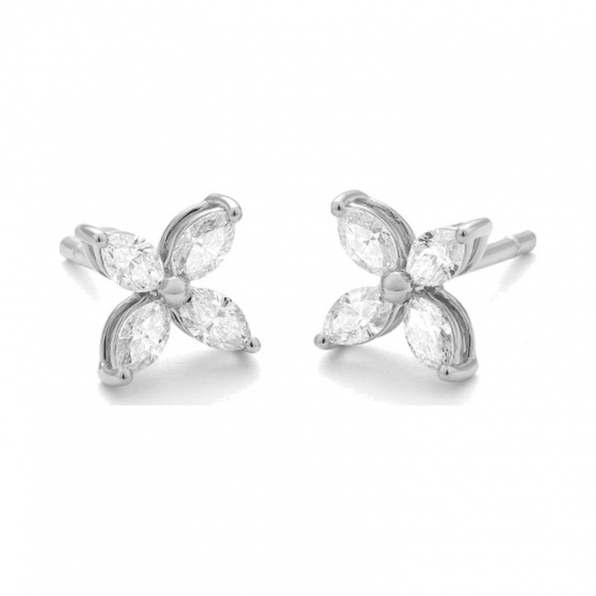 Pendientes de oro blanco de 18 Kt con diamantes talla marquesa de 0,40 a 4,05 ct