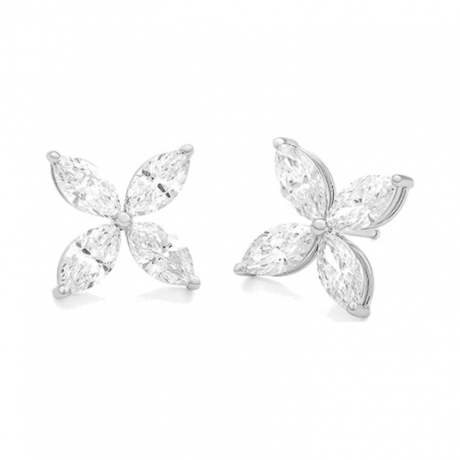 Pendientes de oro blanco de 18 Kt con diamantes talla marquesa de 2,65 ct