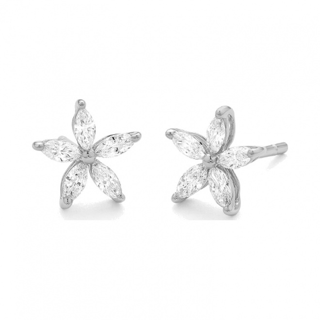 Pendientes de oro blanco de 18 Kt con diamantes talla marquesa de 0,50 ct