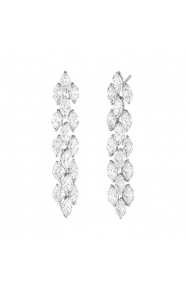 Pendientes Largos de oro blanco de 18 Kt con diamantes talla marquesa de 6,35 ct