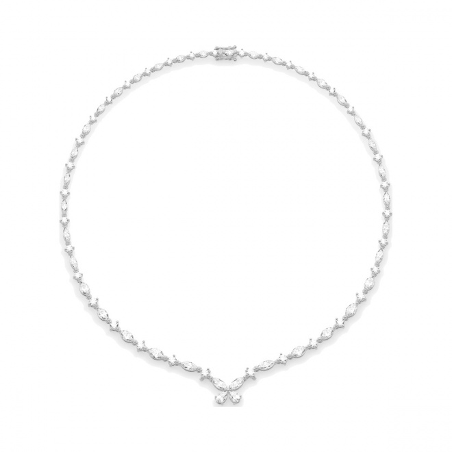 Collar de oro blanco de 18 Kt con diamantes talla marquesa de 13,72 ct