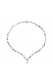 Collar de oro blanco de 18 Kt con diamantes talla marquesa de 37,10 ct