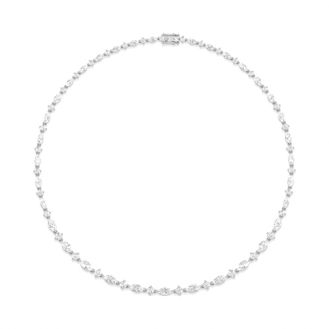 Collar de oro blanco de 18 Kt con diamantes talla marquesa de 12,55 ct