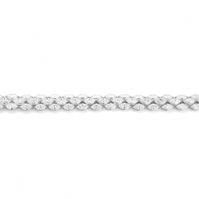 Pulsera de oro blanco de 18 Kt con diamantes talla marquesa de 15,25 ct