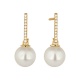 Pendientes Largos de oro amarillo de 18 Kt con diamantes de 0,08 ct