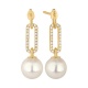 Pendientes Largos de oro amarillo de 18 Kt con diamantes de 0,17 ct