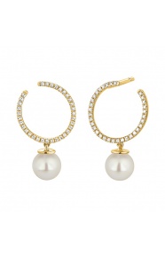 Pendientes Largos de oro amarillo de 18 Kt con diamantes de 0,20 ct