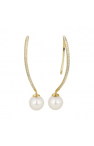 Pendientes Largos de oro amarillo de 18 Kt con diamantes de 0,22 ct