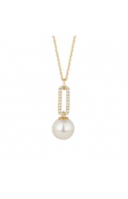 Colgante Largo de oro amarillo de 18 Kt con diamantes de 0,09 ct