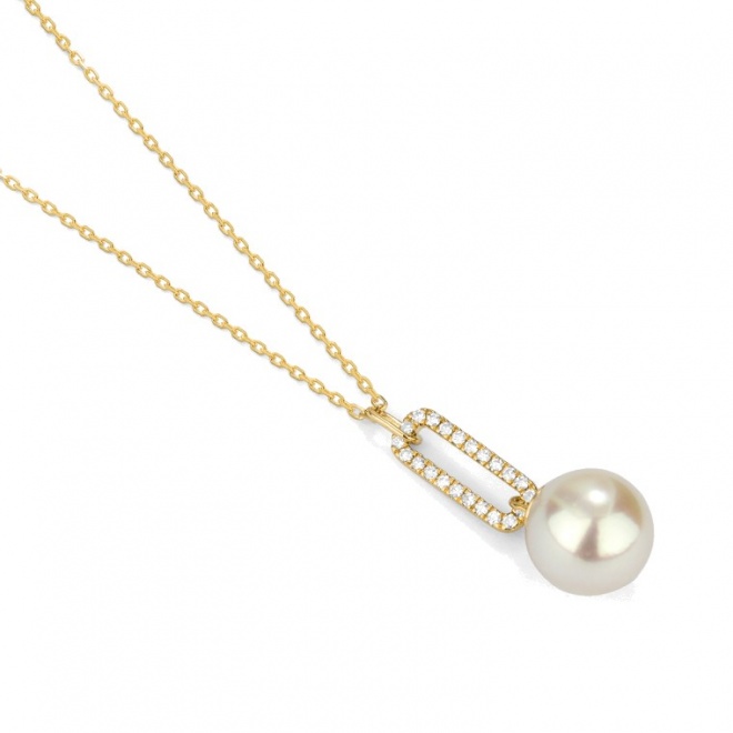 Colgante Largo de oro amarillo de 18 Kt con diamantes de 0,09 ct
