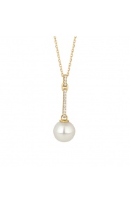 Colgante Largo de oro amarillo de 18 Kt con diamantes de 0,06 ct