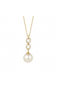 Colgante Largo de oro amarillo de 18 Kt con diamantes de 0,06 ct