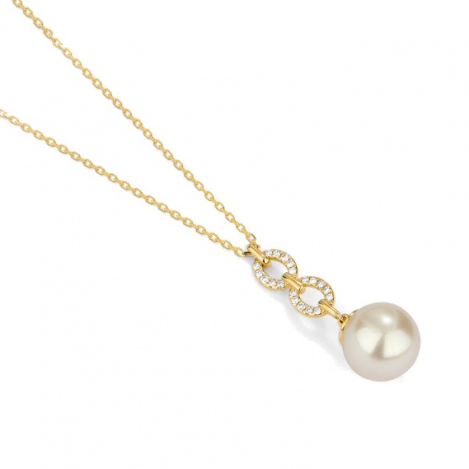 Colgante Largo de oro amarillo de 18 Kt con diamantes de 0,06 ct