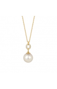 Colgante Largo de oro amarillo de 18 Kt con diamantes de 0,03 ct