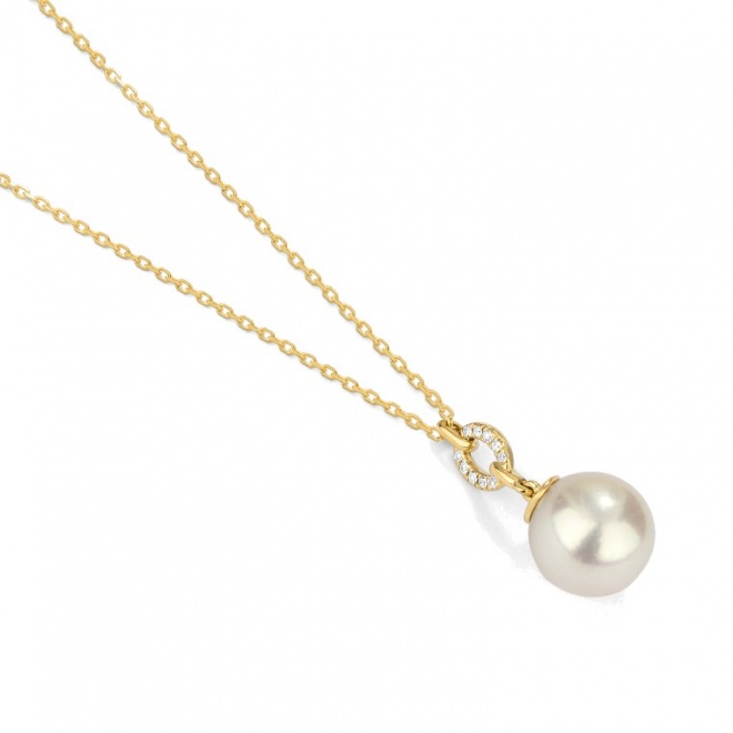 Colgante Largo de oro amarillo de 18 Kt con diamantes de 0,03 ct