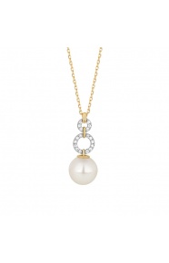 Colgante Largo de oro de 18 Kt con diamantes de 0,07 ct