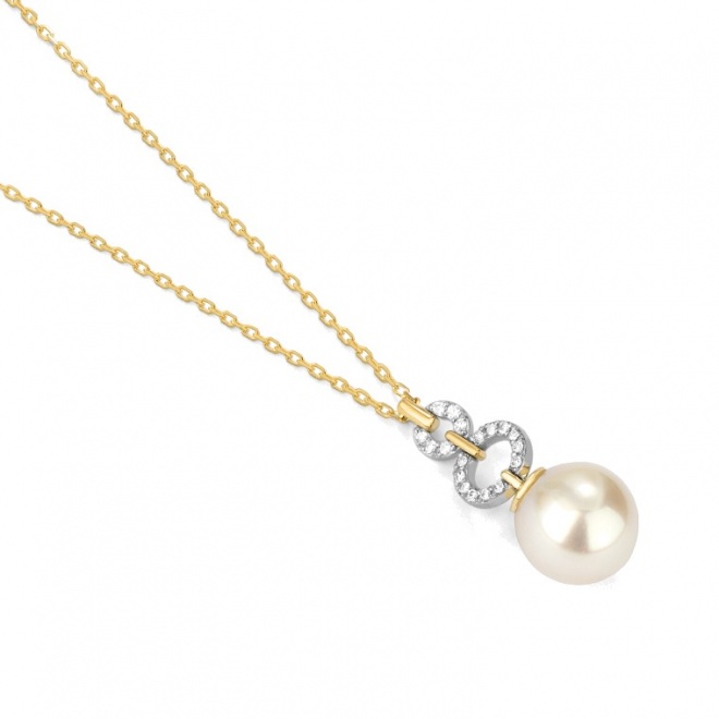 Colgante Largo de oro de 18 Kt con diamantes de 0,07 ct