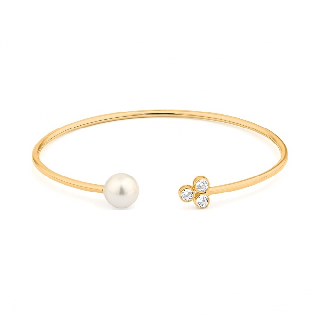 Esclava de oro amarillo de 18 Kt con diamantes de 0,35 ct