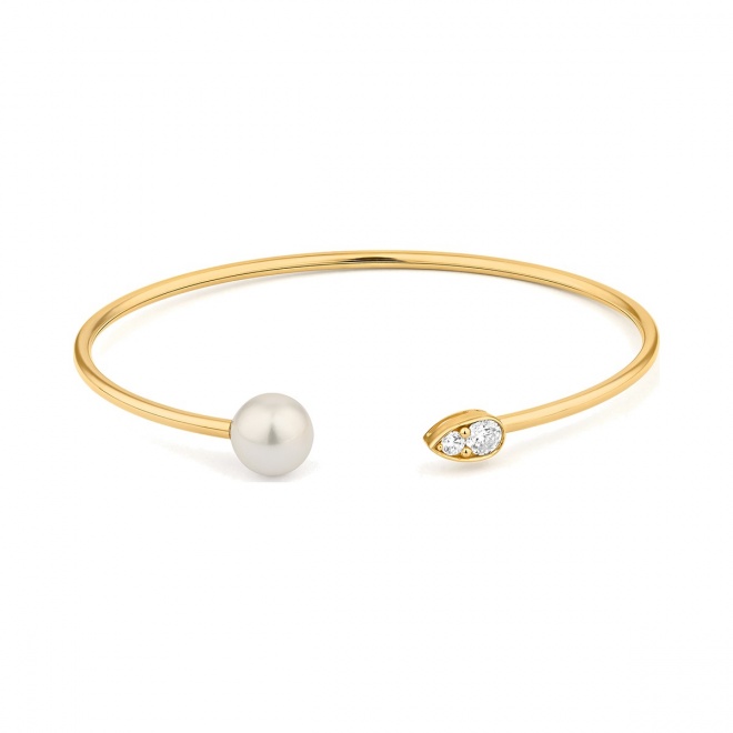 Esclava de oro amarillo de 18 Kt con diamantes de 0,32 ct