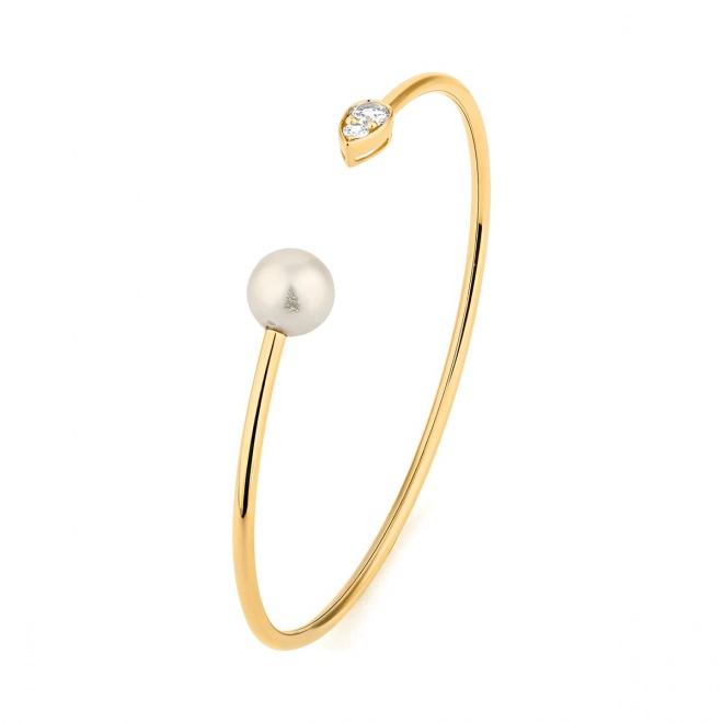 Esclava de oro amarillo de 18 Kt con diamantes de 0,32 ct