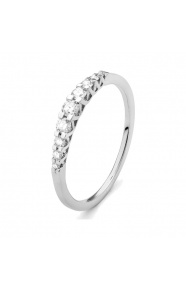 Anillo Media alianza de oro blanco de 18 Kt con diamantes de 0,25 a 1,00 ct