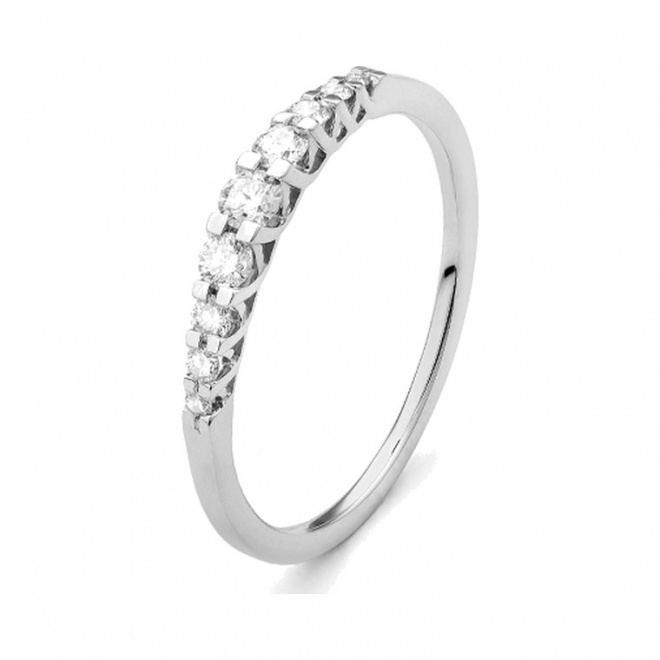 Anillo Media alianza de oro blanco de 18 Kt con diamantes de 0,25 a 1,00 ct