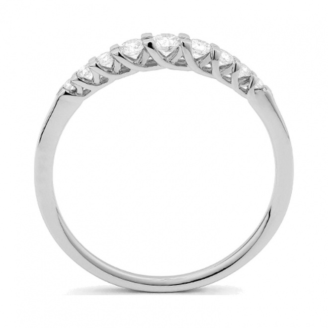 Anillo Media alianza de oro blanco de 18 Kt con diamantes de 0,25 a 1,00 ct