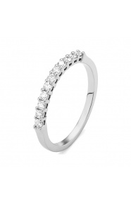 Anillo Media alianza de oro blanco de 18 Kt con diamantes de 0,25 a 1,00 ct