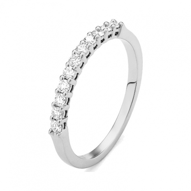 Anillo Media alianza de oro blanco de 18 Kt con diamantes de 0,25 a 1,00 ct