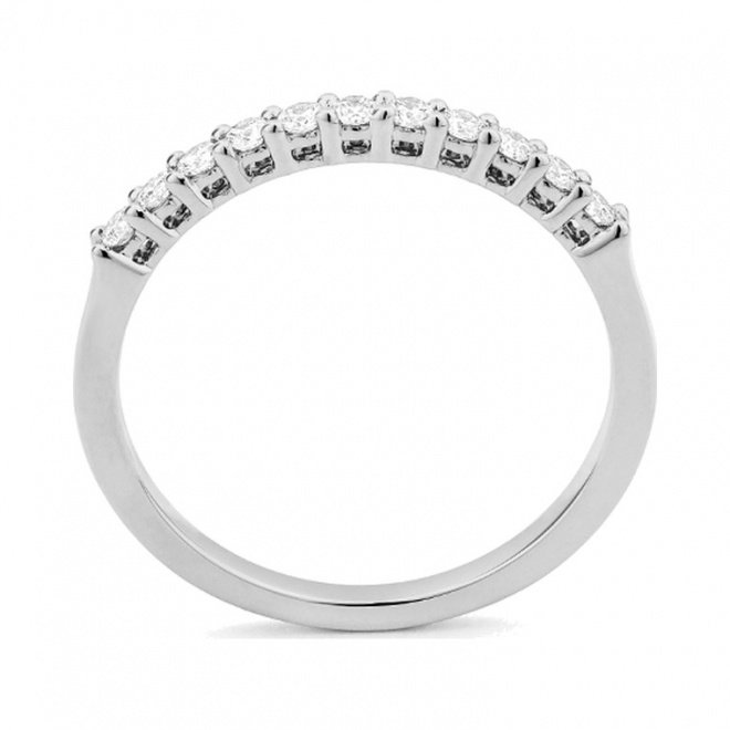 Anillo Media alianza de oro blanco de 18 Kt con diamantes de 0,25 a 1,00 ct