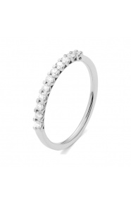 Anillo Media alianza de oro blanco de 18 Kt con diamantes de 0,25 a 1,00 ct