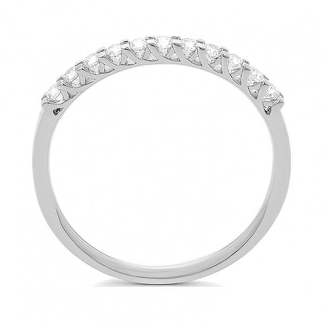 Anillo Media alianza de oro blanco de 18 Kt con diamantes de 0,25 a 1,00 ct