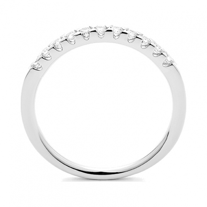 Anillo Media alianza de oro blanco de 18 Kt con diamantes de 0,25 a 1,00 ct